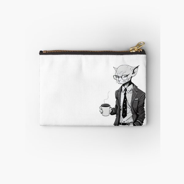 Item preview, Devon Rex in Suit with Coffee Line Art Print designed and sold by ShadowAndSlate.