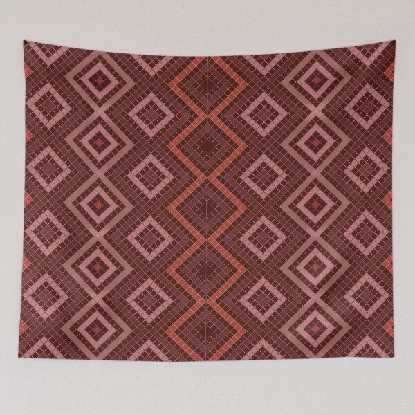 Item preview, Retro Mosaic Pattern with Dark Red Squares designed and sold by Tarjiart.