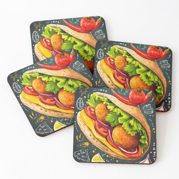 Item preview, Falafel Pita Wrap with Fresh Greens and Doodles of Flavor - A Whimsical Middle Eastern Delight designed and sold by OlfactoART Studio.