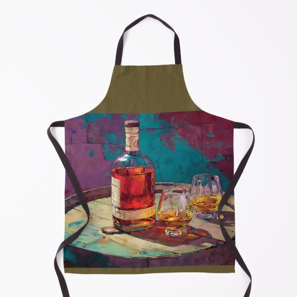 Item preview, Amber Whiskey Elegance on Barrel Display - Warm Glow and Rich Shadows in a Vibrant Setting designed and sold by OlfactoART Studio.