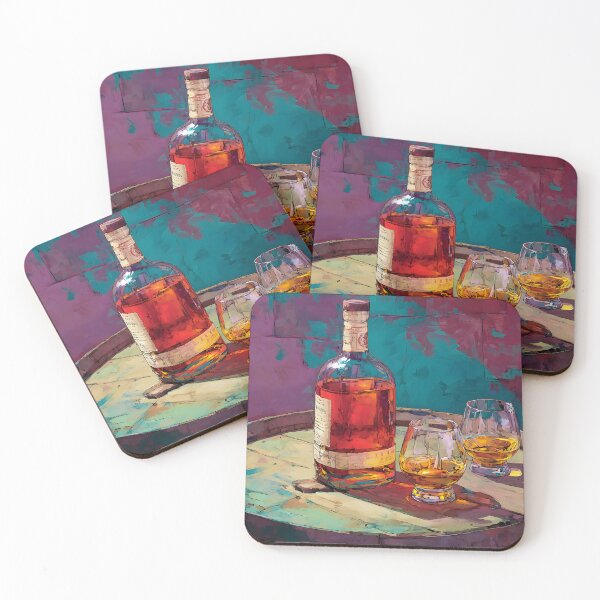 Item preview, Amber Whiskey Elegance on Barrel Display - Warm Glow and Rich Shadows in a Vibrant Setting designed and sold by OlfactoART Studio.