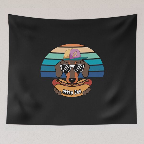 Item preview, "Urban Dog – Cool Dachshund with Hot Dog" designed and sold by 4Esquinas.