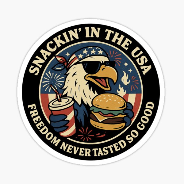 Item preview, Snackin’ in the USA – Bald Eagle Burger Design for T-Shirts, Stickers & More designed and sold by CoolThings Creative.