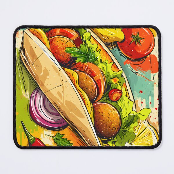 Item preview, Colorful Falafel Wrap Bursting with Fresh Vegetables, Zesty Lemon, and Bold Artistic Flair designed and sold by OlfactoART Studio.