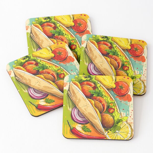 Item preview, Colorful Falafel Wrap Bursting with Fresh Vegetables, Zesty Lemon, and Bold Artistic Flair designed and sold by OlfactoART Studio.