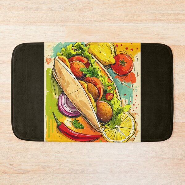 Item preview, Colorful Falafel Wrap Bursting with Fresh Vegetables, Zesty Lemon, and Bold Artistic Flair designed and sold by OlfactoART Studio.