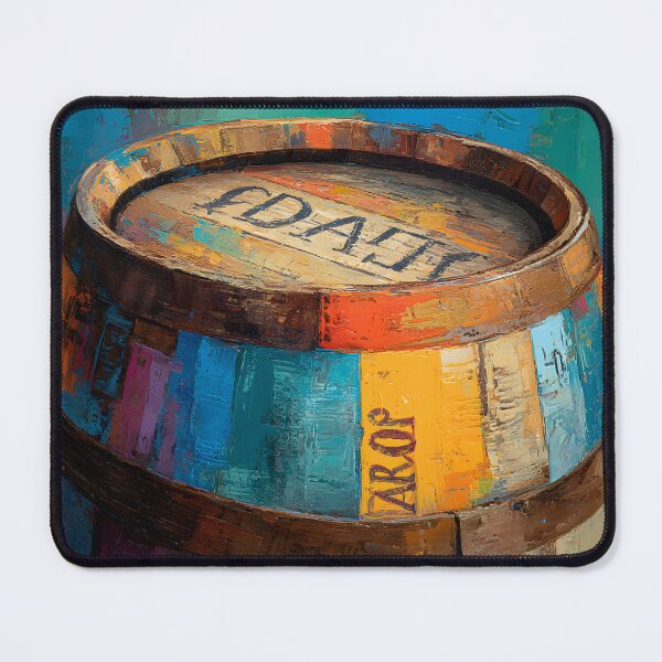 Item preview, Vibrant Whisky Wooden Barrel with Multicolored Panels and Abstract Background designed and sold by OlfactoART Studio.