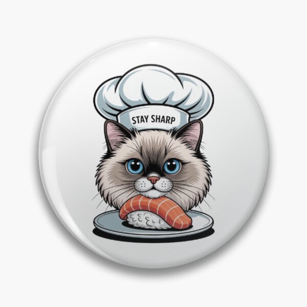 Artikelvorschau, Stay Sharp – Sushi-Koch-Katze mit inspirierendem Zitat entworfen und verkauft von Petpixy.