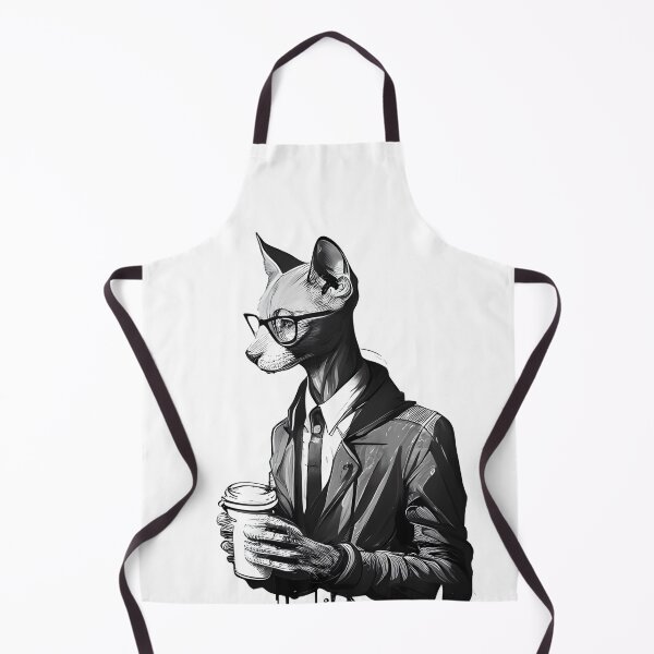 Item preview, Sophisticated Oriental Shorthair in Suit with Coffee - Line Art designed and sold by ShadowAndSlate.
