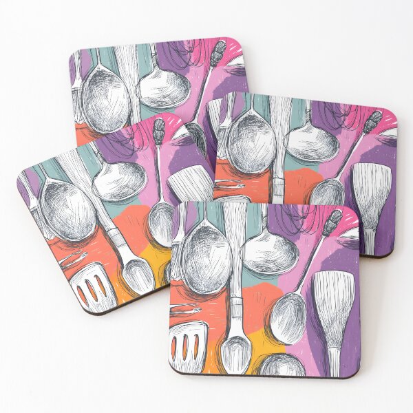 Item preview, Kitchen Utensil Harmony - Whisk, Spoon, and Spatula in Vibrant, Textured Composition designed and sold by OlfactoART Studio.
