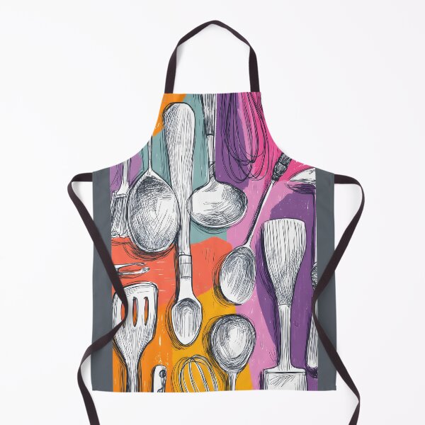 Item preview, Kitchen Utensil Harmony - Whisk, Spoon, and Spatula in Vibrant, Textured Composition designed and sold by OlfactoART Studio.