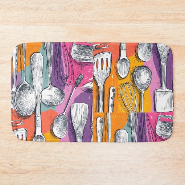 Item preview, Kitchen Utensil Harmony - Whisk, Spoon, and Spatula in Vibrant, Textured Composition designed and sold by OlfactoART Studio.