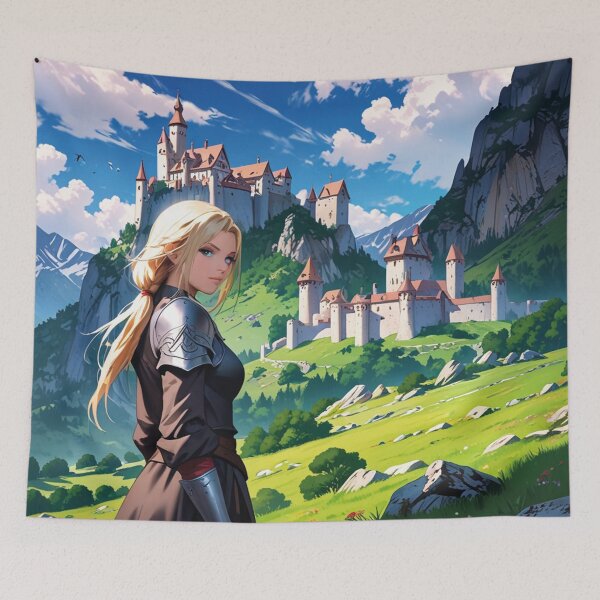 Item preview, Warrior princess with a castle in the background designed and sold by MerlinWear.