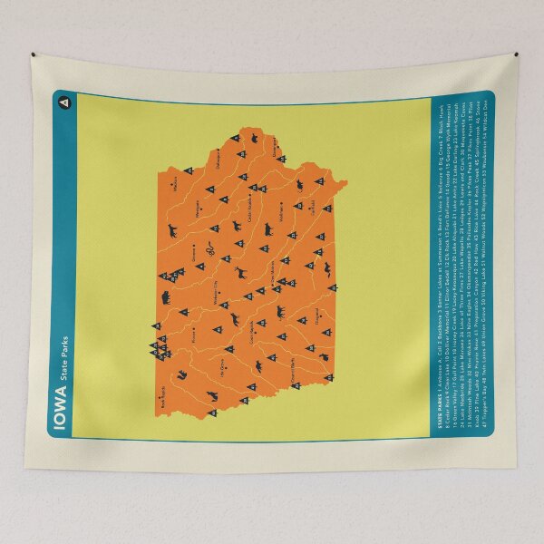 Item preview, Iowa State Parks Illustrated Map - Orange designed and sold by FinlayMcNevin.