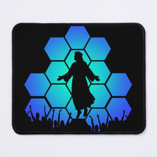 Item preview, Minimalist Ascension of Jesus Scene | Jesus rises into Heaven – Christian Silhouette Art | cool color theme blue and turquoise designed and sold by ZechJohnRB.
