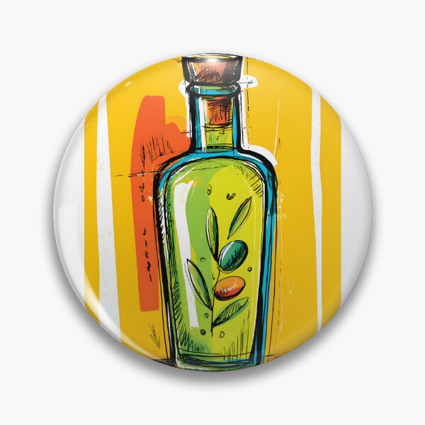 Artikelvorschau, Bunte Olivenölflasche mit Oliven und Blättern – Lebendige Foodie-Kunst für mediterrane Küchendeko entworfen und verkauft von OlfactoART Studio.