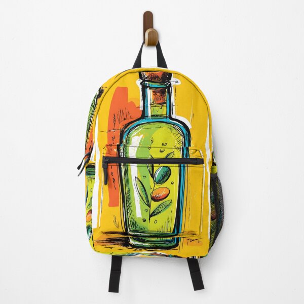 Item preview, Colorful Olive Oil Bottle with Olives and Leaves - Vibrant Foodie Art for Mediterranean Kitchen Deco designed and sold by OlfactoART Studio.