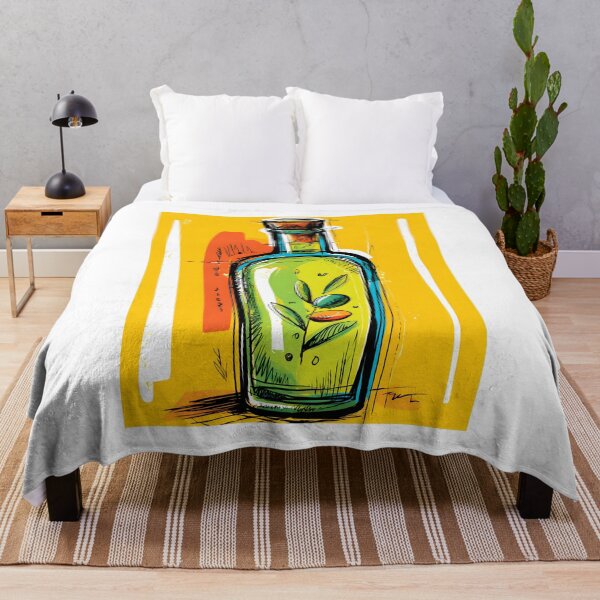 Item preview, Colorful Olive Oil Bottle with Olives and Leaves - Vibrant Foodie Art for Mediterranean Kitchen Deco designed and sold by OlfactoART Studio.