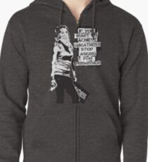 Banksy quote graffiti If You Want to Achieve Greatness stop asking for permission black and white with Banksy tag signature Zipped Hoodie