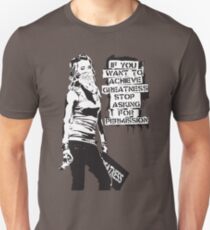 Banksy quote graffiti If You Want to Achieve Greatness stop asking for permission black and white with Banksy tag signature Unisex T-Shirt
