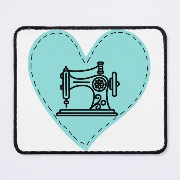 Item preview, Aqua Blue Heart and Sewing Machine designed and sold by SewHappyQuilt.