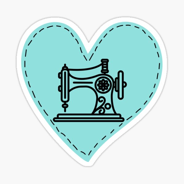 Item preview, Aqua Blue Heart and Sewing Machine designed and sold by SewHappyQuilt.