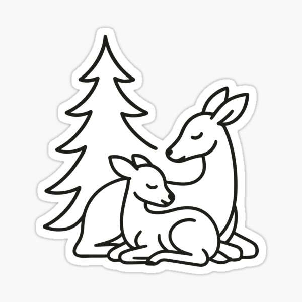 Item preview, Illustration of a mother deer and her baby under a Christmas tree designed and sold by EchoOfSilence.