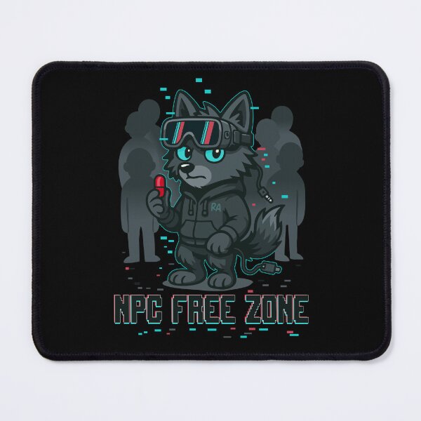 Item preview, NPC Free Zone – Anti Conformist Wolf with Red Pill and Glitch Style designed and sold by Rebel Animal.