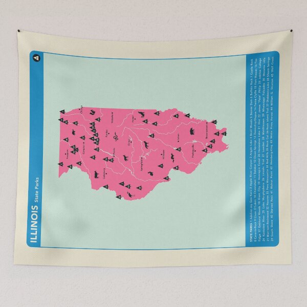 Item preview, Illinois State Parks Illustrated Map - Pink designed and sold by FinlayMcNevin.