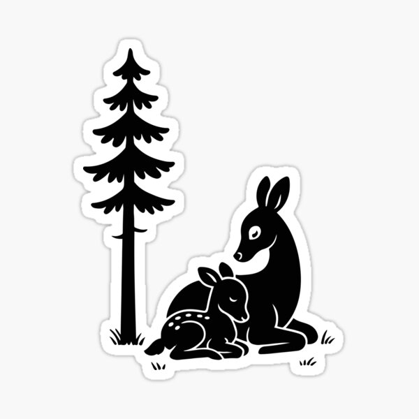 Item preview, Illustration of a mother deer and her baby under a Christmas tree designed and sold by EchoOfSilence.