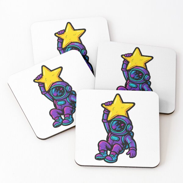 Item preview, Astronaut Holding a Star – Dream Chaser Space Art – Neon Cosmic Inspiration designed and sold by VIBE CRAFT STUDIO.