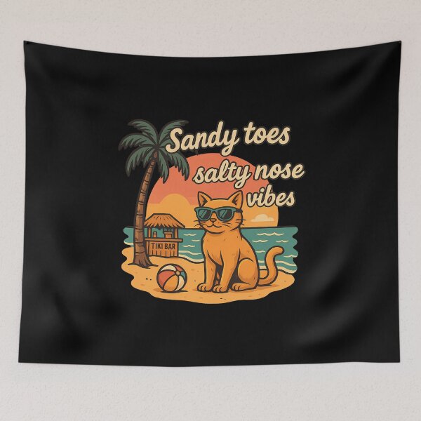 Item preview,  Sandy Toes Salty Nose Vibes – Cool Cat Beach Summer Vacation Design designed and sold by Jason123za.