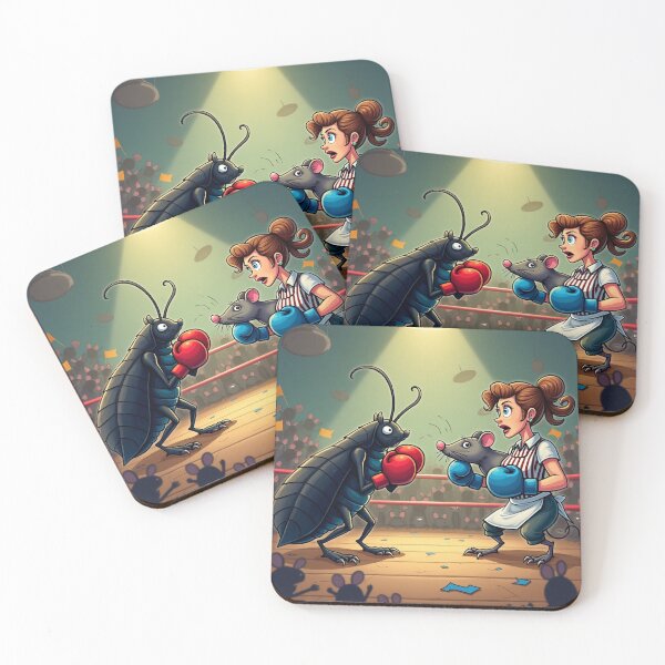 Item preview, A housewife boxing a cockroach with referee rat officiating! designed and sold by Jamesk82.