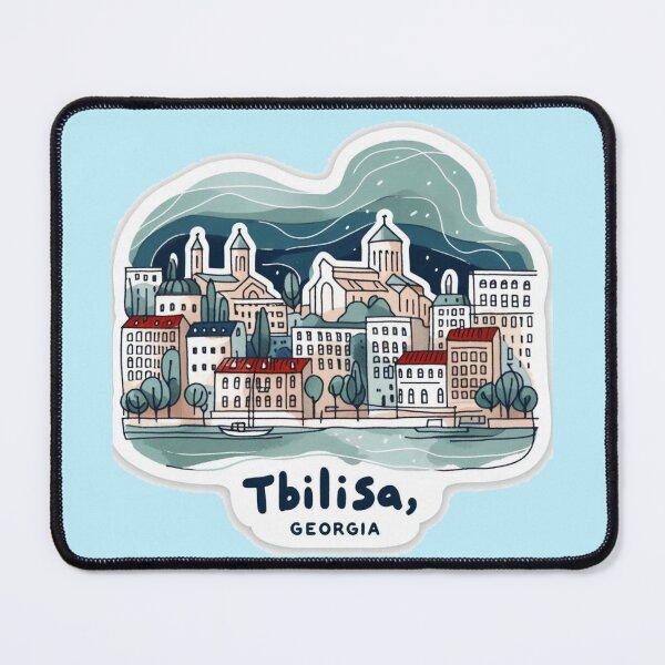 Item preview,  Tbilisi Georgia Minimalist Watercolor Cityscape Sticker with Georgian,  designed and sold by PaintMeWorld.