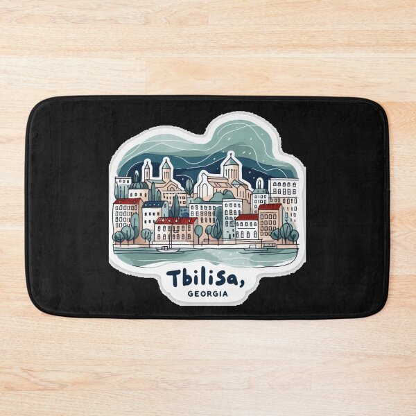 Item preview,  Tbilisi Georgia Minimalist Watercolor Cityscape Sticker with Georgian,  designed and sold by PaintMeWorld.
