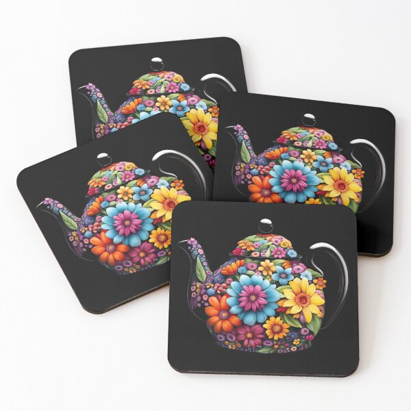 Item preview, Teapot with flowers designed and sold by Genevieve Crabe.