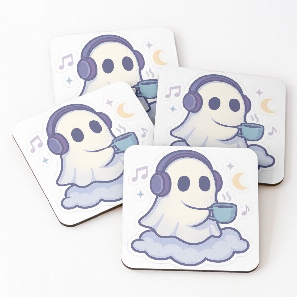 Item preview, Lo-Fi Ghost – Chillcore Ghost with Headphones designed and sold by CoolThings Creative.