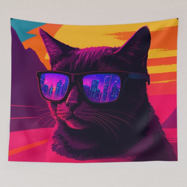 Item preview, Retrowave Cat designed and sold by MitsukiArt.