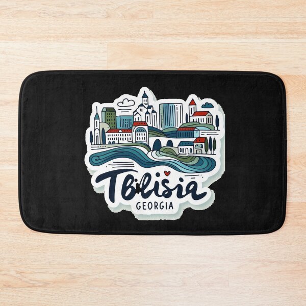 Item preview,  Tbilisi Georgia Minimalist Watercolor Cityscape Sticker with Georgian,  designed and sold by PaintMeWorld.
