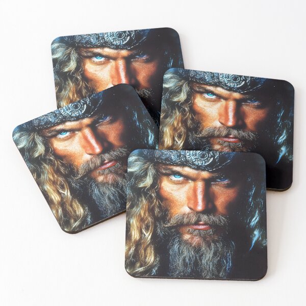 Item preview, Fierce Viking warrior portrait with captivating gaze. designed and sold by Artessie.