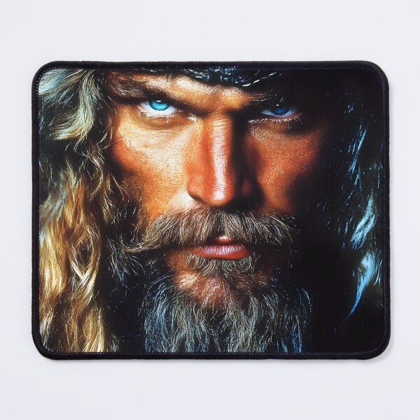 Item preview, Fierce Viking warrior portrait with captivating gaze. designed and sold by Artessie.