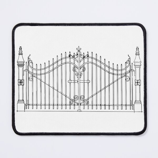 Item preview, Architectural Iron Gate Diagram - Vintage Wrought Iron Design designed and sold by WorldLily.