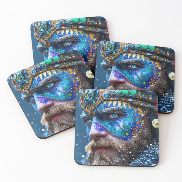 Item preview, Majestic Warrior in Vibrant Tribal Paint in Snowfall designed and sold by Artessie.