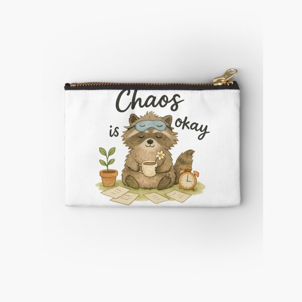 Item preview, Chaos Is Okay - Raccoon with Tea and Clutter designed and sold by ArtStyleAlice.