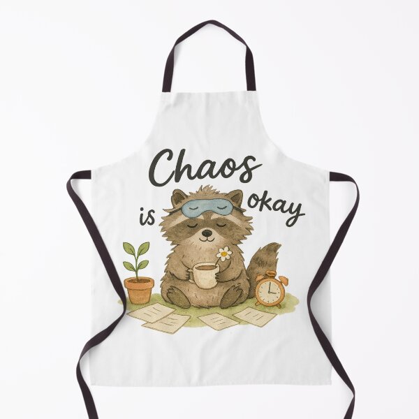 Item preview, Chaos Is Okay - Raccoon with Tea and Clutter designed and sold by ArtStyleAlice.