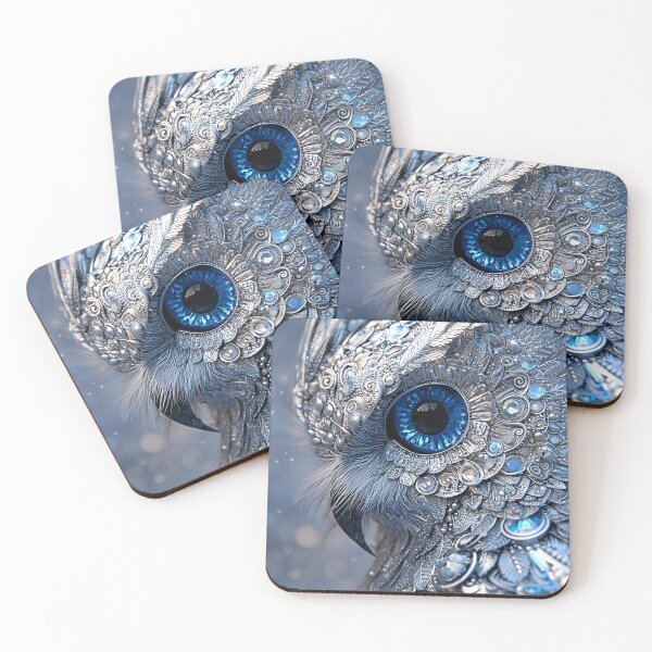 Item preview, Exquisite Metallic Owl with Intricate Blue Details designed and sold by Artessie.