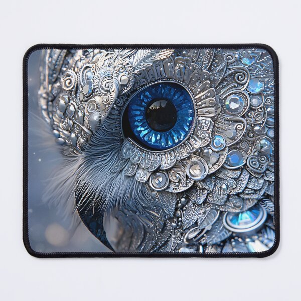 Item preview, Exquisite Metallic Owl with Intricate Blue Details designed and sold by Artessie.