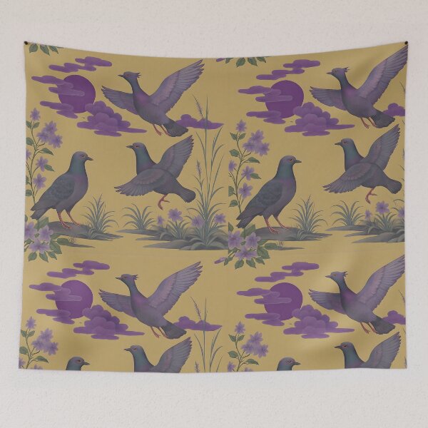Item preview, Dove pattern with floral elements – Traditional Asian illustration in elegant natural style designed and sold by Hallyu Bubble.