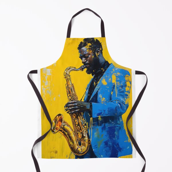 Artikelvorschau, Farbenfroher Jazzmusiker spielt Saxophon, lebhafter Stil. entworfen und verkauft von Artessie.