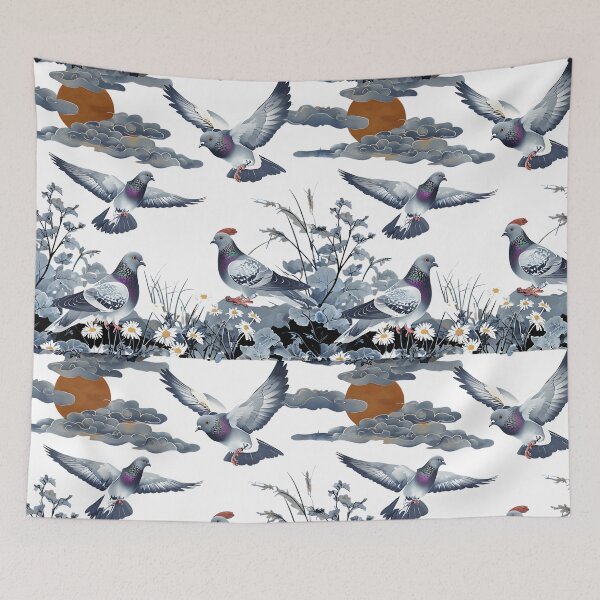 Item preview, Dove pattern with floral elements – Traditional Asian illustration in elegant natural style designed and sold by Hallyu Bubble.
